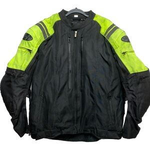 Joe Rocket Motorcycle Jacket Mens XL Green Black Hi Viz Green Armored Liner
